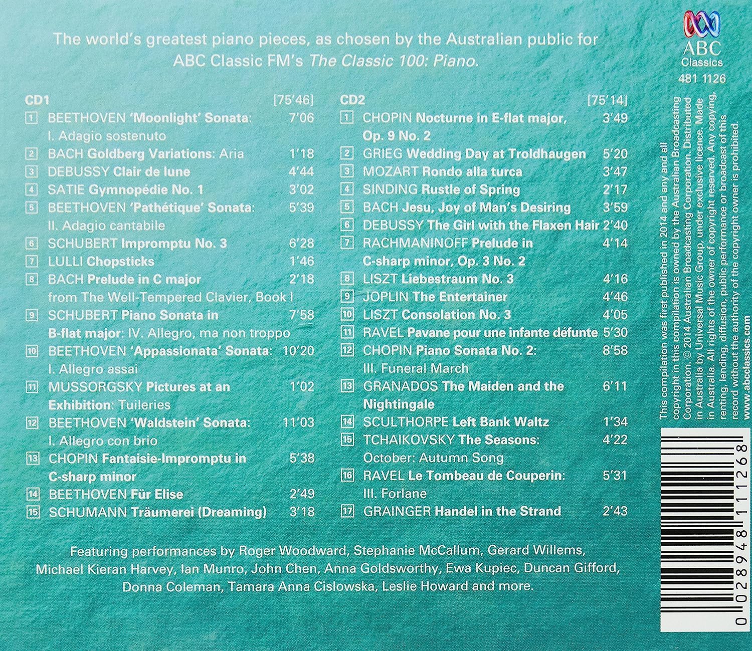VARIOUS ARTISTS - The Classic 100: Piano � The Top Ten & Selected Highlights (1 CD)