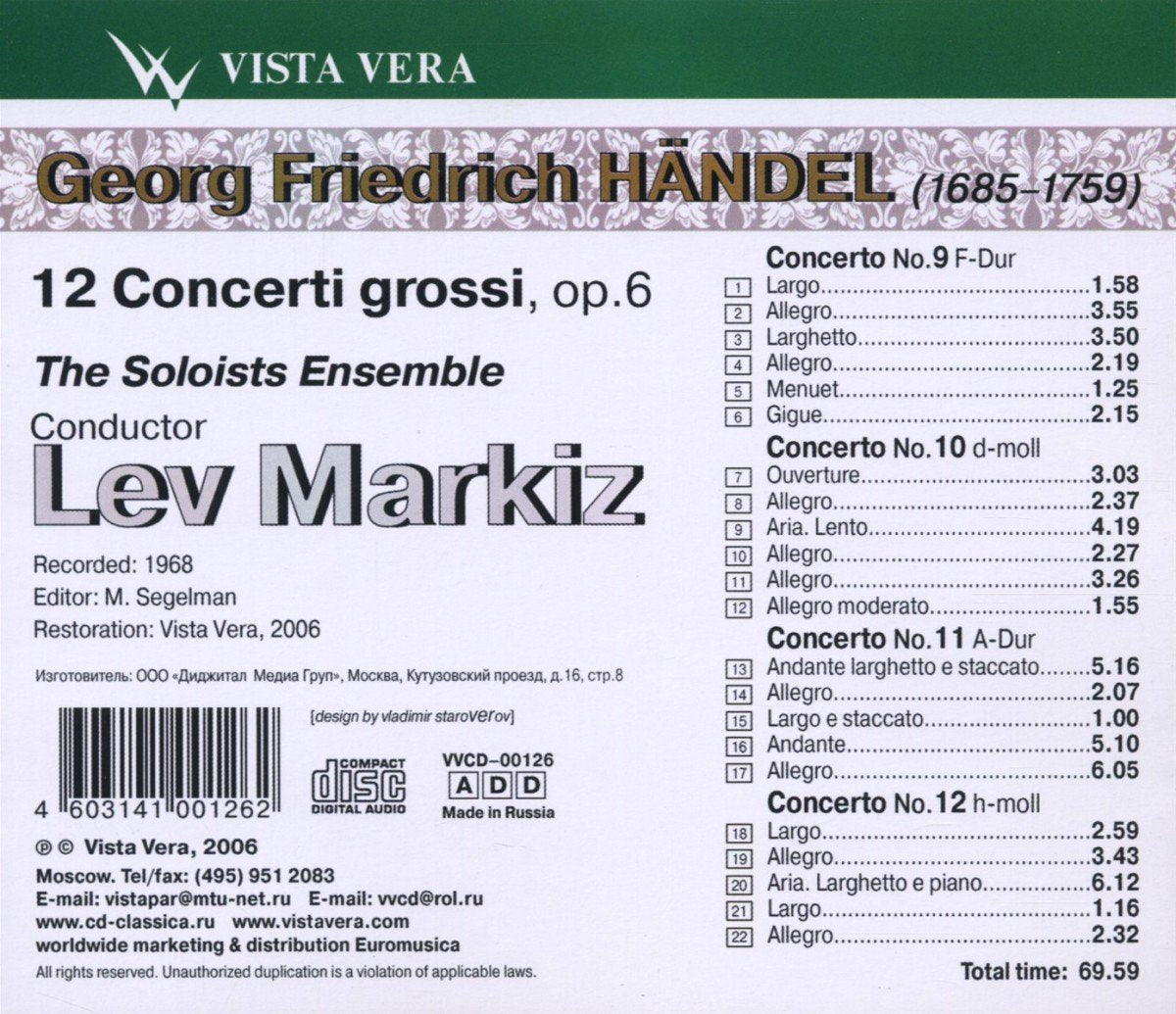 Gf Haendel - 12 Concerti Grossi, Op