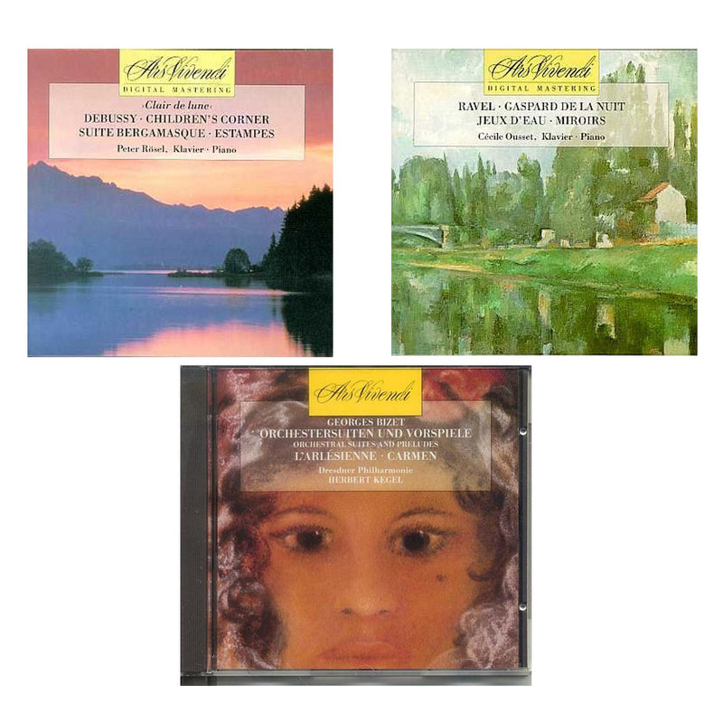 Hochwertige 3 CD Geschenkbox von Ars Vivendi: DEBUSSY/RAVEL/BIZET: MUSIK FRANZÖSICHER KOMPONISTEN