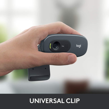 Logitech C270 HD Webcam, HD 720p/30fps, Widescreen HD Video Calling, HD Light Correction, Noise-Reducing Mic, Streaming, For Skype, FaceTime, Hangouts, WebEx, PC/Mac/Laptop/Macbook/Tablet