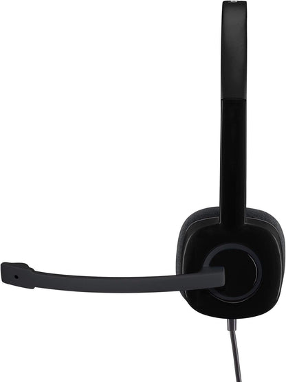 Logitech H151 Wired Headset, Stereo Headphones with Rotating Noise-Cancelling Microphone, 3.5 mm Audio Jack, In-Line Controls, PC/Mac/Laptop/Tablet/Smartphone