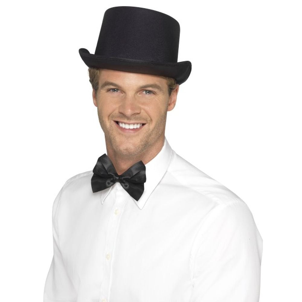 Smiffys Top Hat, Satin Look, Black