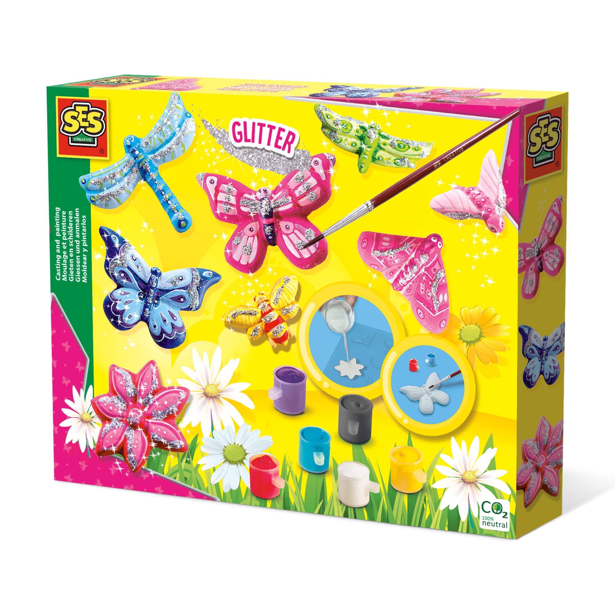 SES Creative 01131 Children's Butterfly Glitter Casting and Painting Set, for 5 years to 9 years , Black