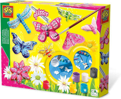 SES Creative 01131 Children's Butterfly Glitter Casting and Painting Set, for 5 years to 9 years , Black