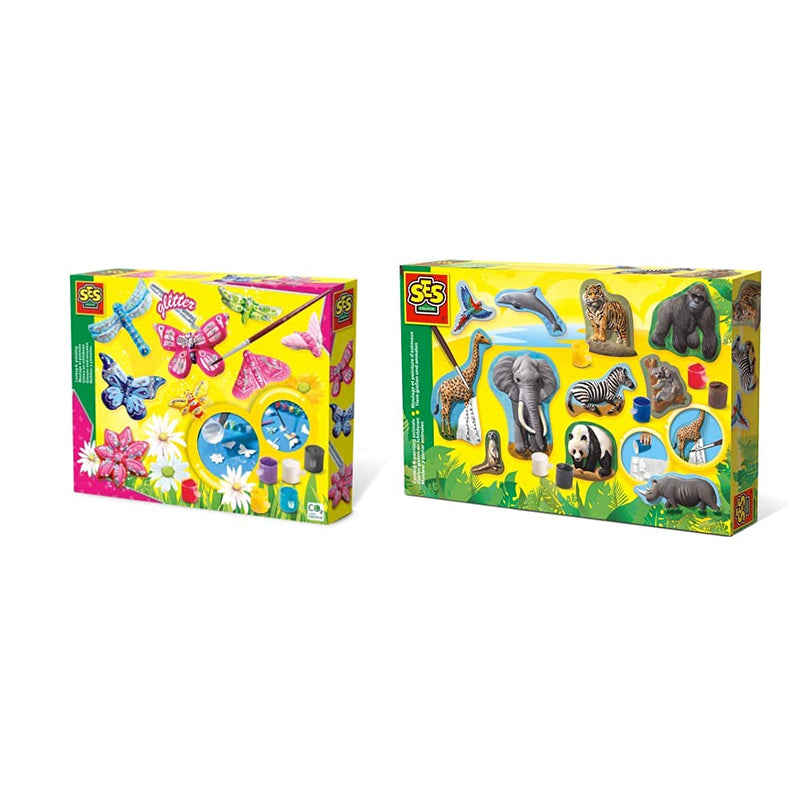 SES Creative 01131 Children's Butterfly Glitter Casting and Painting Set, for 5 years to 9 years , Black