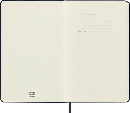 Moleskine Classic Squared Paper Notebook, Hard Cover and Elastic Closure Journal, Color Sapphire Blue, Size Large 13 x 21 cm, 240 Pages