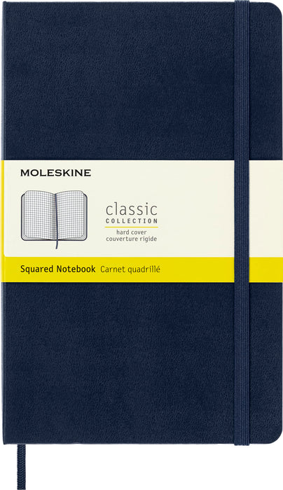Moleskine Classic Squared Paper Notebook, Hard Cover and Elastic Closure Journal, Color Sapphire Blue, Size Large 13 x 21 cm, 240 Pages
