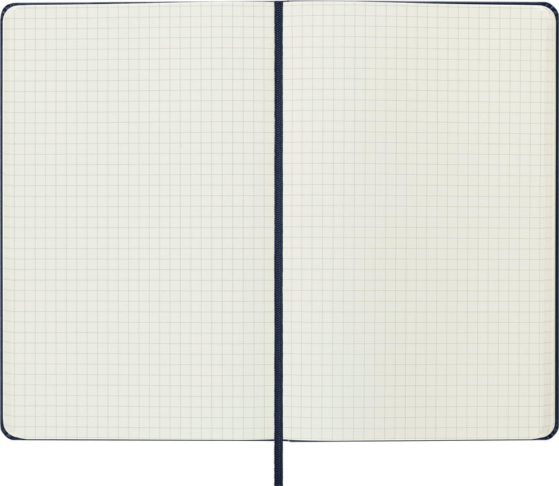 Moleskine Classic Squared Paper Notebook, Hard Cover and Elastic Closure Journal, Color Sapphire Blue, Size Large 13 x 21 cm, 240 Pages