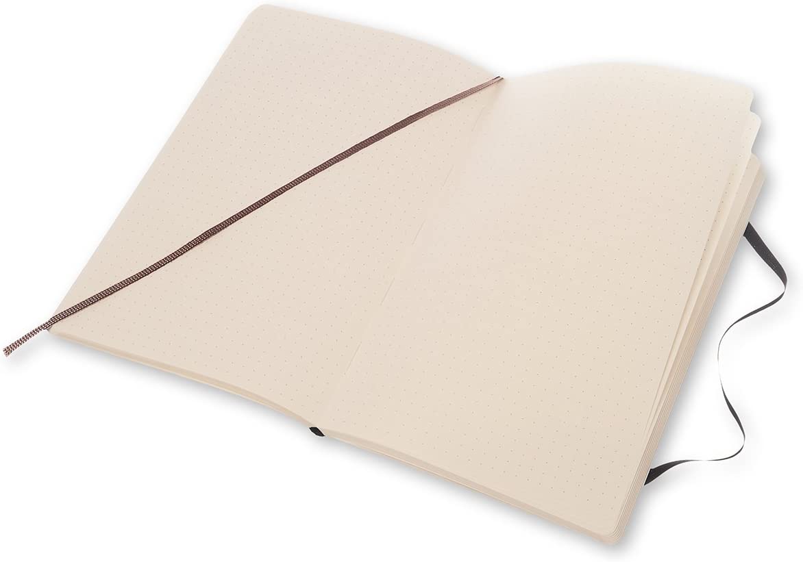 Moleskine Classic Dotted Paper Notebook, Soft Cover and Elastic Closure Journal, Color Black, Size Large 13 x 21 A5- 192 Pages Black Large Dotted