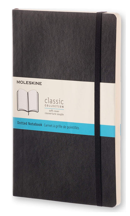 Moleskine Classic Dotted Paper Notebook, Soft Cover and Elastic Closure Journal, Color Black, Size Large 13 x 21 A5- 192 Pages Black Large Dotted