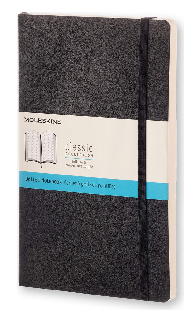 Moleskine Classic Dotted Paper Notebook, Soft Cover and Elastic Closure Journal, Color Black, Size Large 13 x 21 A5- 192 Pages Black Large Dotted