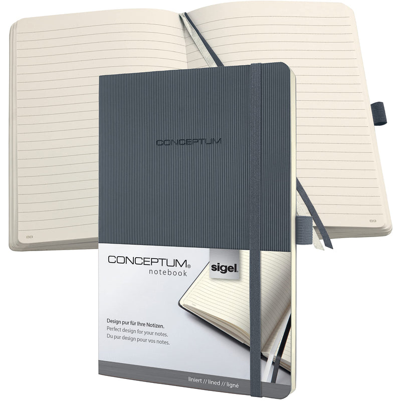 SIGEL CO329 Premium Notebook lined, A5, softcover, Grey - Conceptum