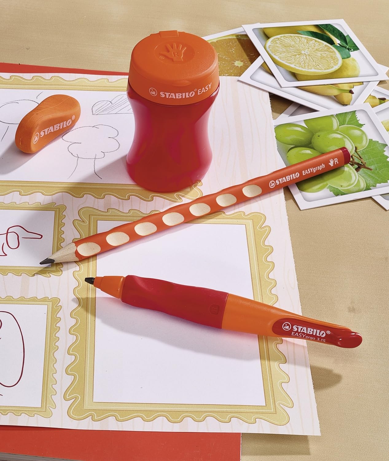 Ergonomic Container Sharpener - STABILO EASYsharpener - 3 in 1 - Right-Handed - Orange