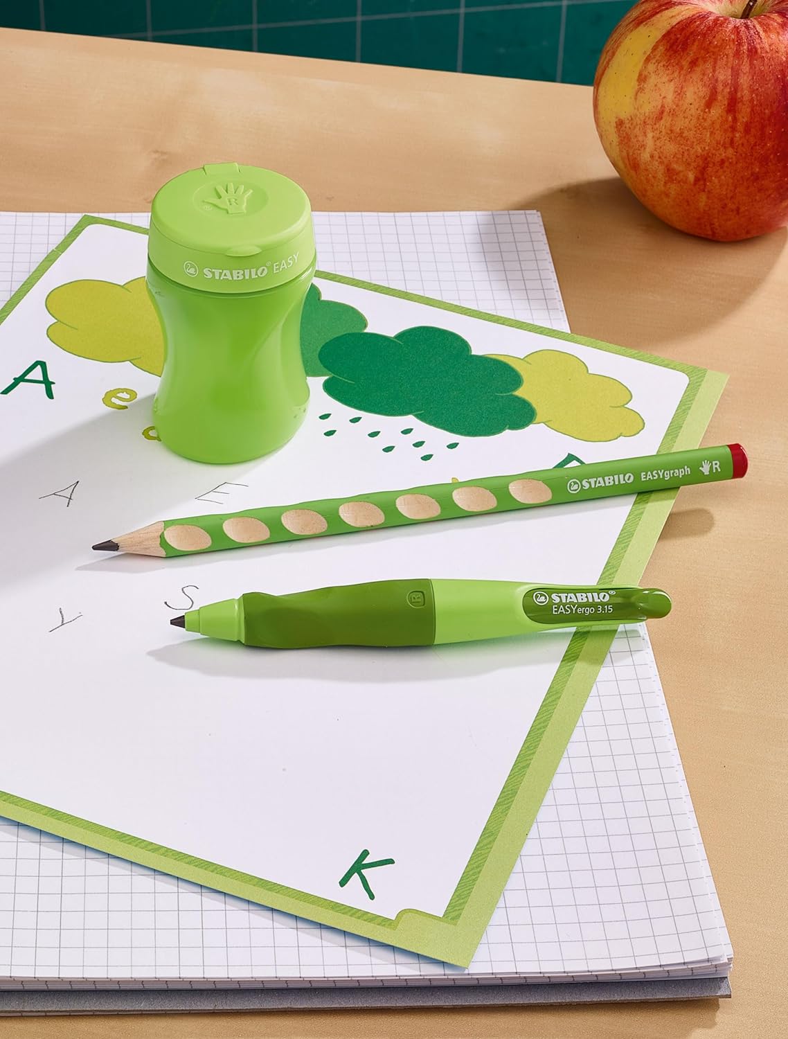 Ergonomic Container Sharpener - STABILO EASYsharpener - 3 in 1 - Right-Handed - Green