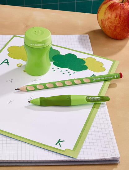 Ergonomic Container Sharpener - STABILO EASYsharpener - 3 in 1 - Right-Handed - Green