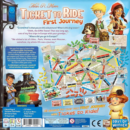 Days of Wonder | Ticket to Ride First Journey Europe | Board Game | Ages 6+ | For 2 to 4 players | 10-15 Minutes Minutes Playing Time