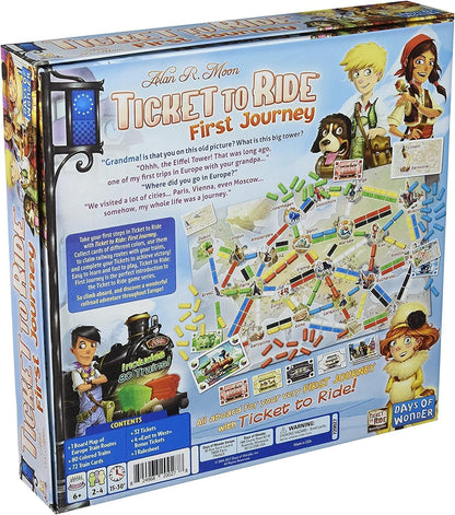 Days of Wonder | Ticket to Ride First Journey Europe | Board Game | Ages 6+ | For 2 to 4 players | 10-15 Minutes Minutes Playing Time