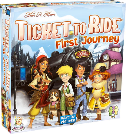 Days of Wonder | Ticket to Ride First Journey Europe | Board Game | Ages 6+ | For 2 to 4 players | 10-15 Minutes Minutes Playing Time