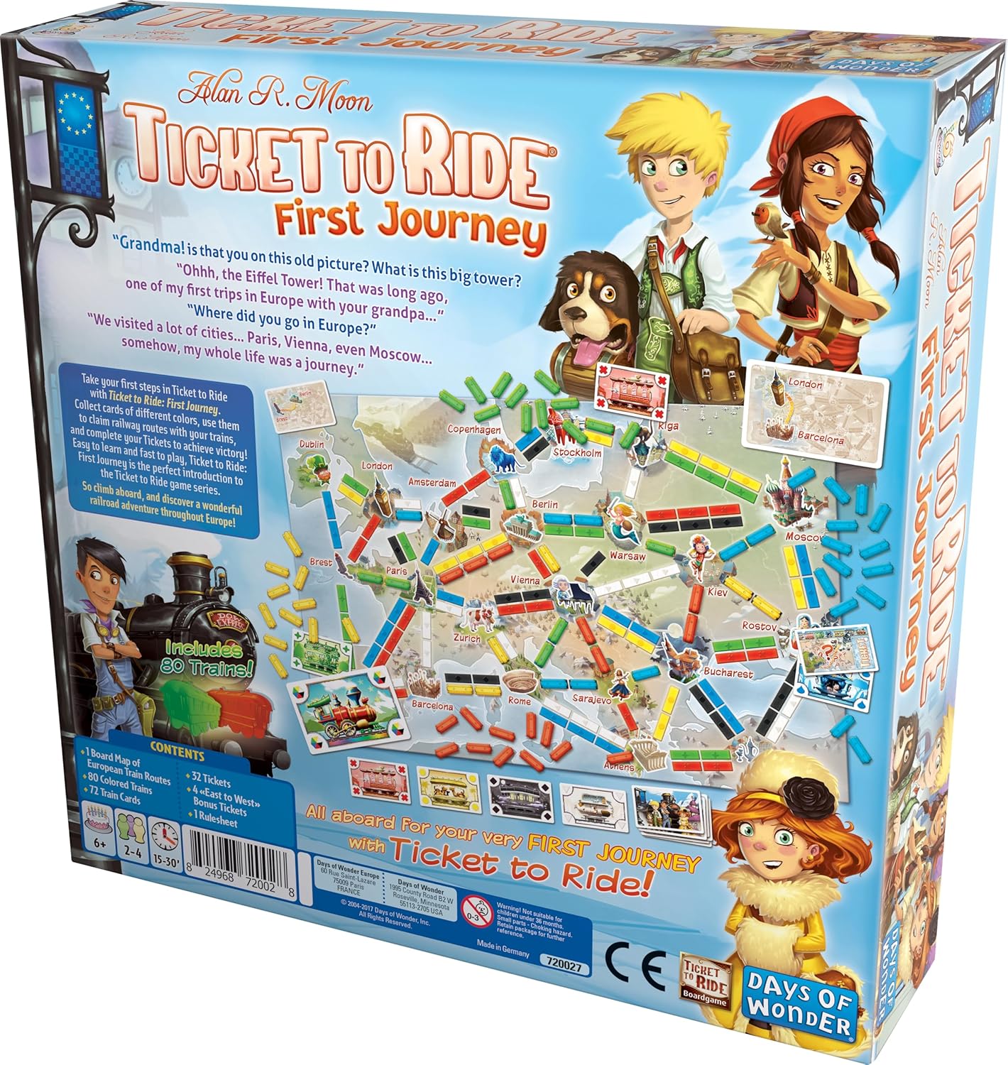 Days of Wonder | Ticket to Ride First Journey Europe | Board Game | Ages 6+ | For 2 to 4 players | 10-15 Minutes Minutes Playing Time