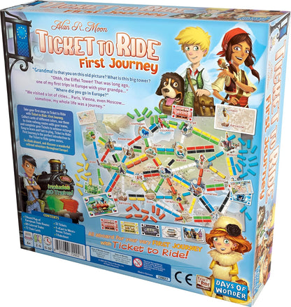 Days of Wonder | Ticket to Ride First Journey Europe | Board Game | Ages 6+ | For 2 to 4 players | 10-15 Minutes Minutes Playing Time