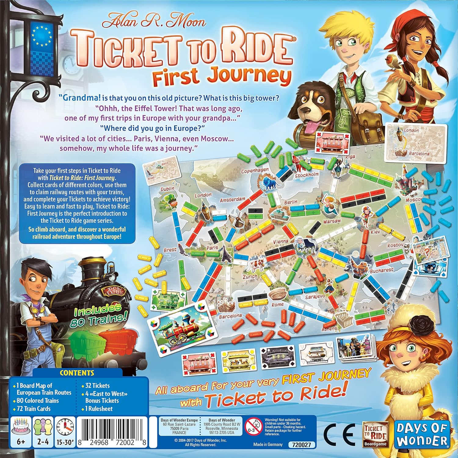 Days of Wonder | Ticket to Ride First Journey Europe | Board Game | Ages 6+ | For 2 to 4 players | 10-15 Minutes Minutes Playing Time