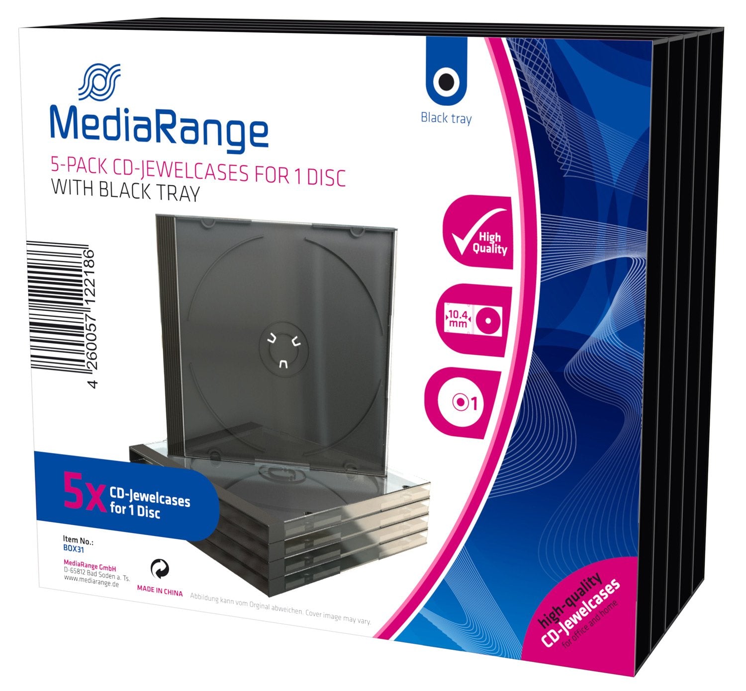MEDIARANGE Pack De 5 Étuis Pour Cd Jewelcase
