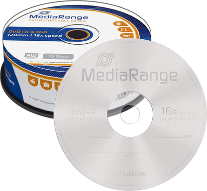 MediaRange MR404 DVD+R 4.7GB 16x (25) Cake Box once writable