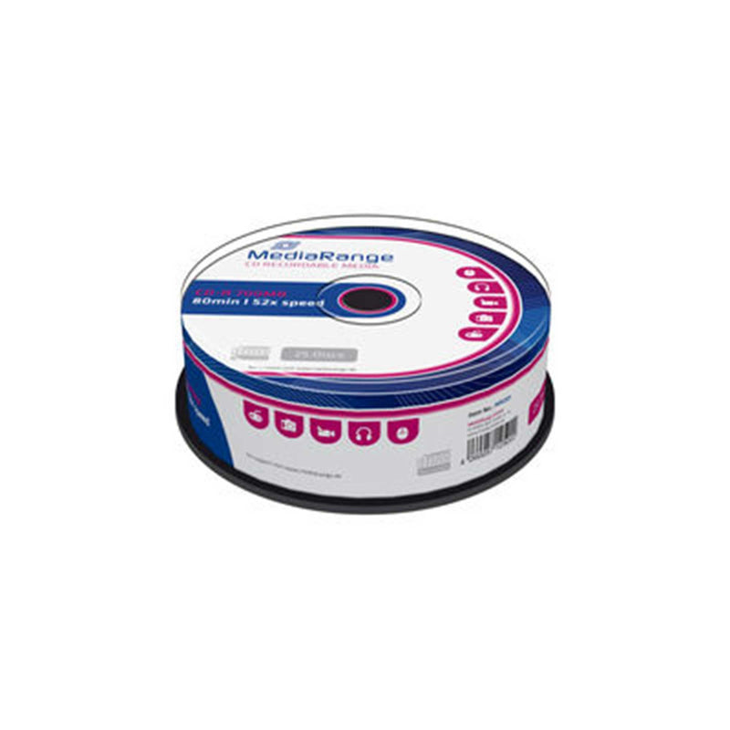 MediaRange MR201 CD-R 700MB 25pieza(s) CD en Blanco - CD-RW vírgenes (CD-R, 700 MB, 25 Pieza(s), 80 mm, 80 min, Plata)
