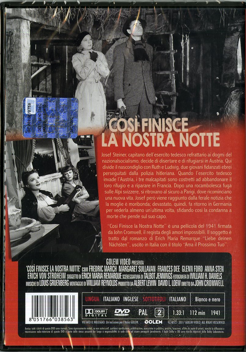 cosi' finisce la nostra notte DVD Italian Import