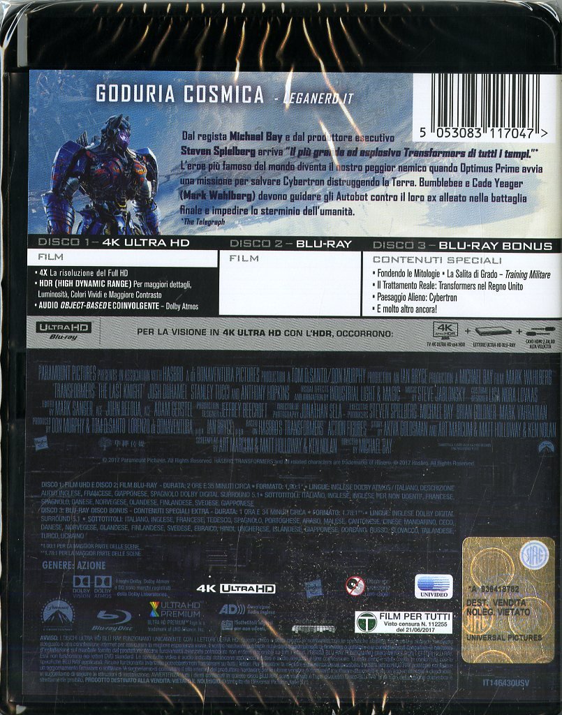 Transformers - L'Ultimo Cavaliere (4K Ultra-HD +Blu-Ray