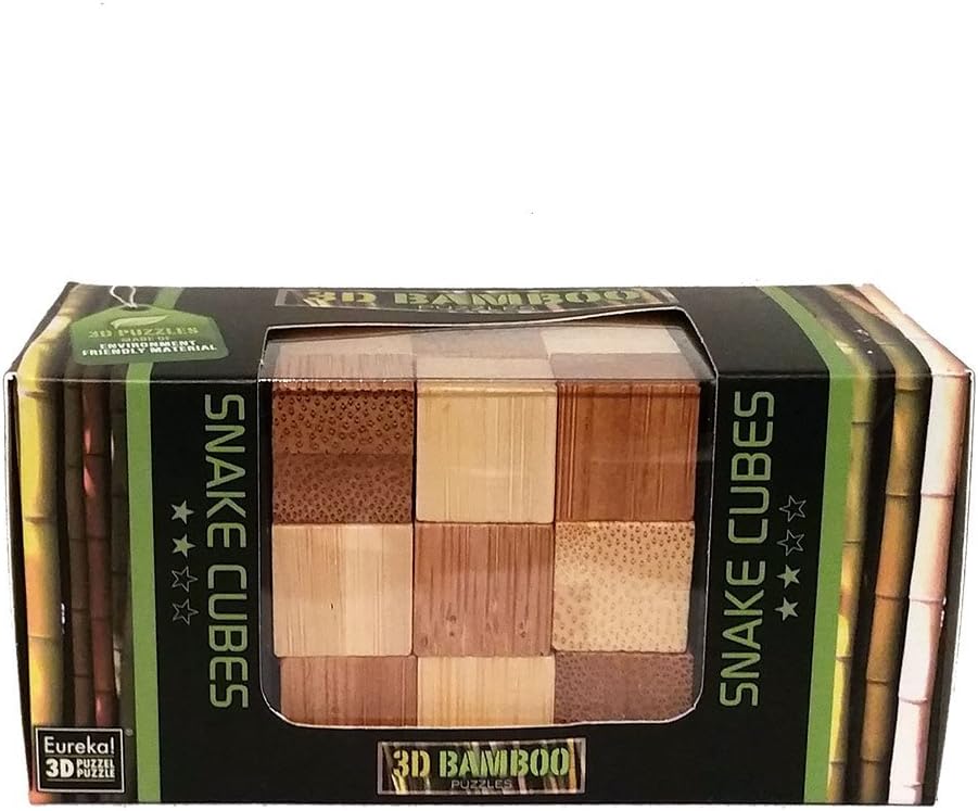 brein--en-mozaiek-puzzels - 3D Bamboo Breinpuzzel Snake Cubes ** (1 TOYS