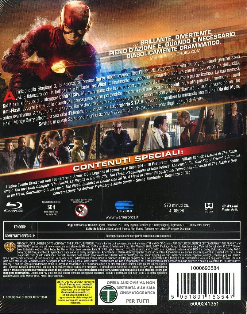 the flash - season 03 (4 blu-ray) box set BluRay Italian Import