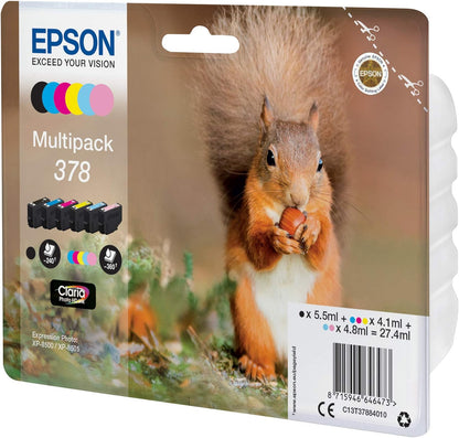 Epson 378 Squirrel Genuine Multipack, 6-colours Ink Cartridges, Claria Photo HD Ink