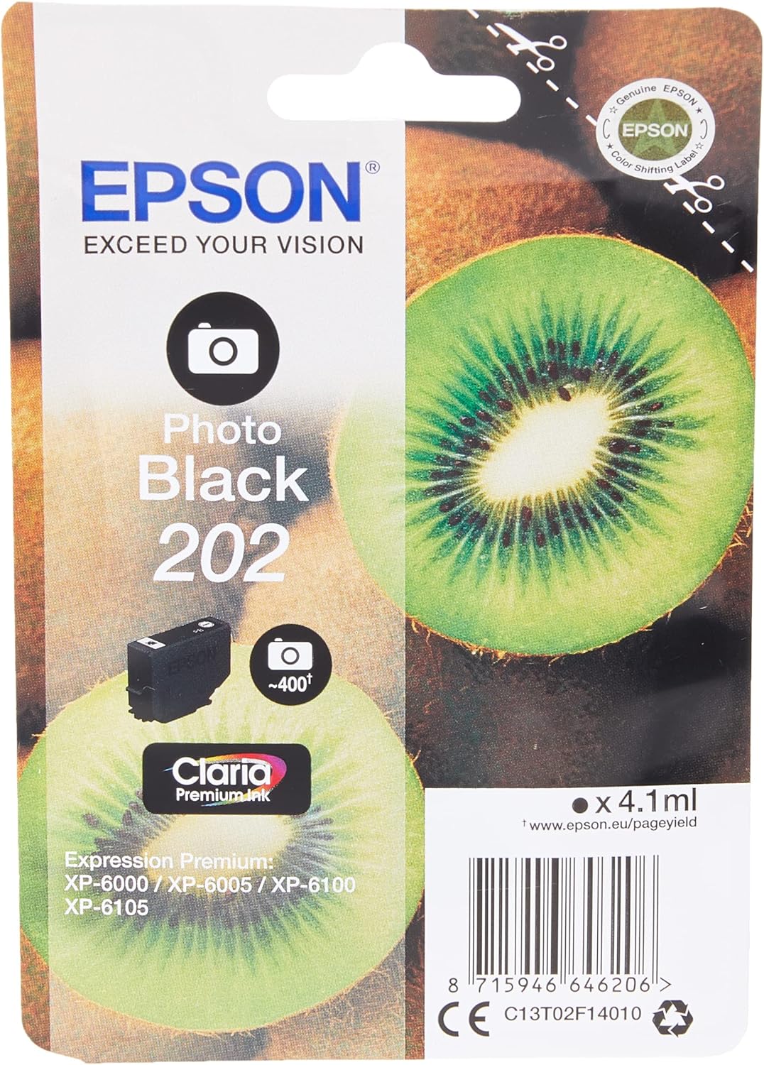 Epson 202 Photo Black Kiwi Genuine, Claria Premium Ink Cartridge