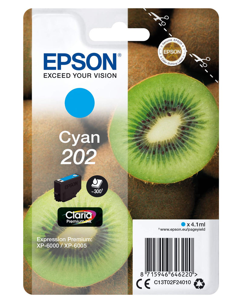 Epson 202 Cyan Kiwi Genuine, Claria Premium Ink Cartridge