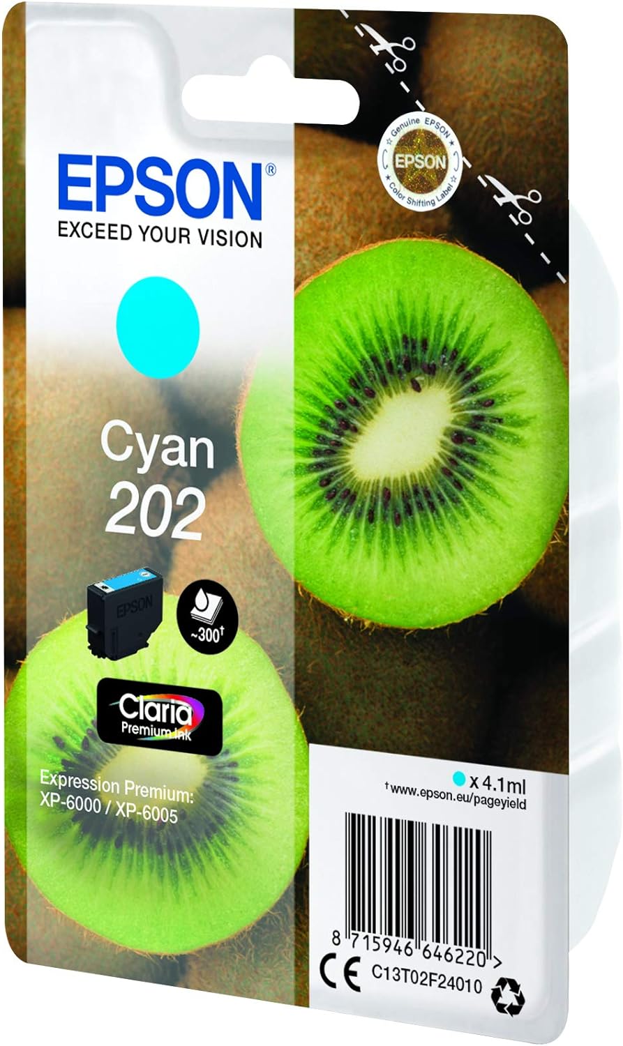 Epson 202 Cyan Kiwi Genuine, Claria Premium Ink Cartridge