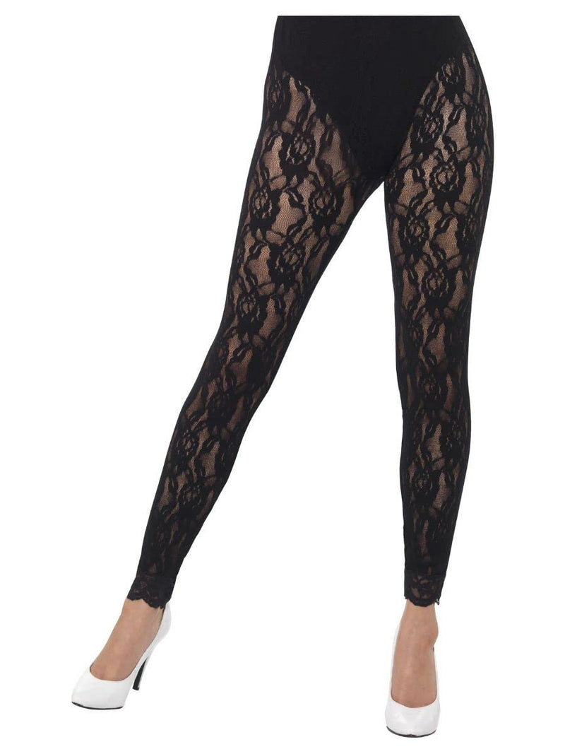 Smiffys 80s Lace Leggings, Black