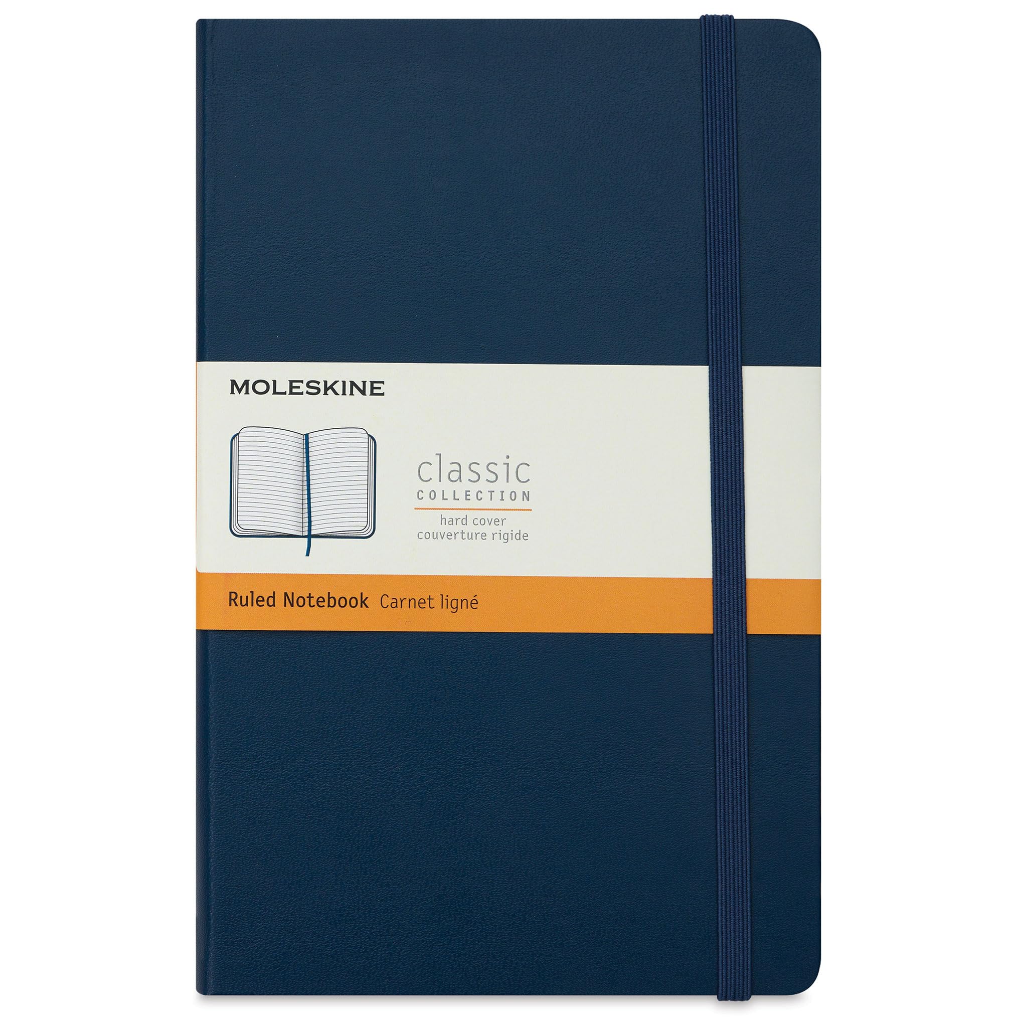 Moleskine Classic Ruled Paper Notebook, Hard Cover and Elastic Closure Journal, Color Sapphire Blue, Size Large 13 x 21 cm, 240 Pages