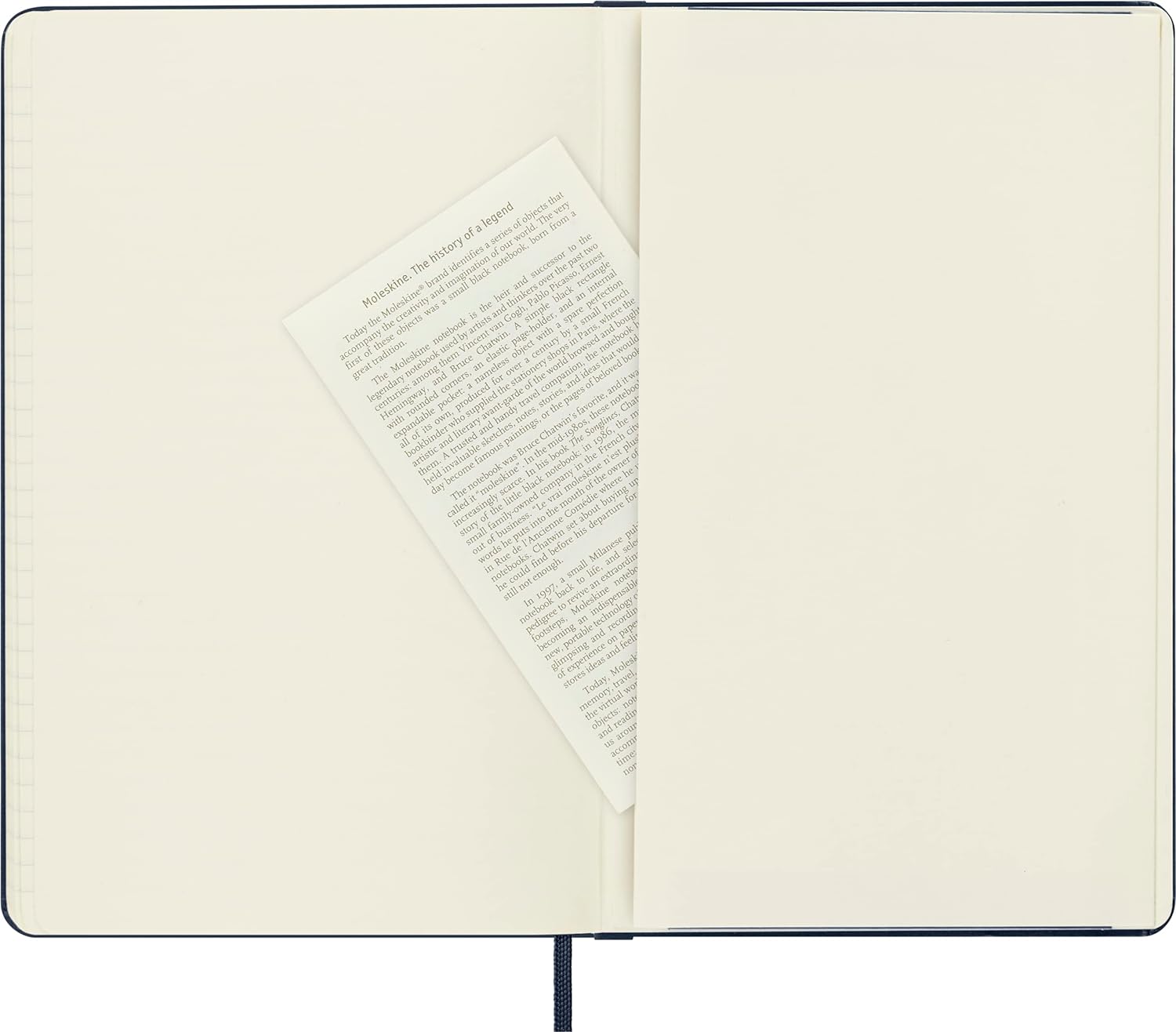 Moleskine Classic Ruled Paper Notebook, Hard Cover and Elastic Closure Journal, Color Sapphire Blue, Size Large 13 x 21 cm, 240 Pages