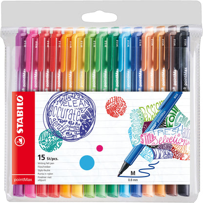 Nylon Tip Writing Pen - STABILO pointMax - Wallet of 24