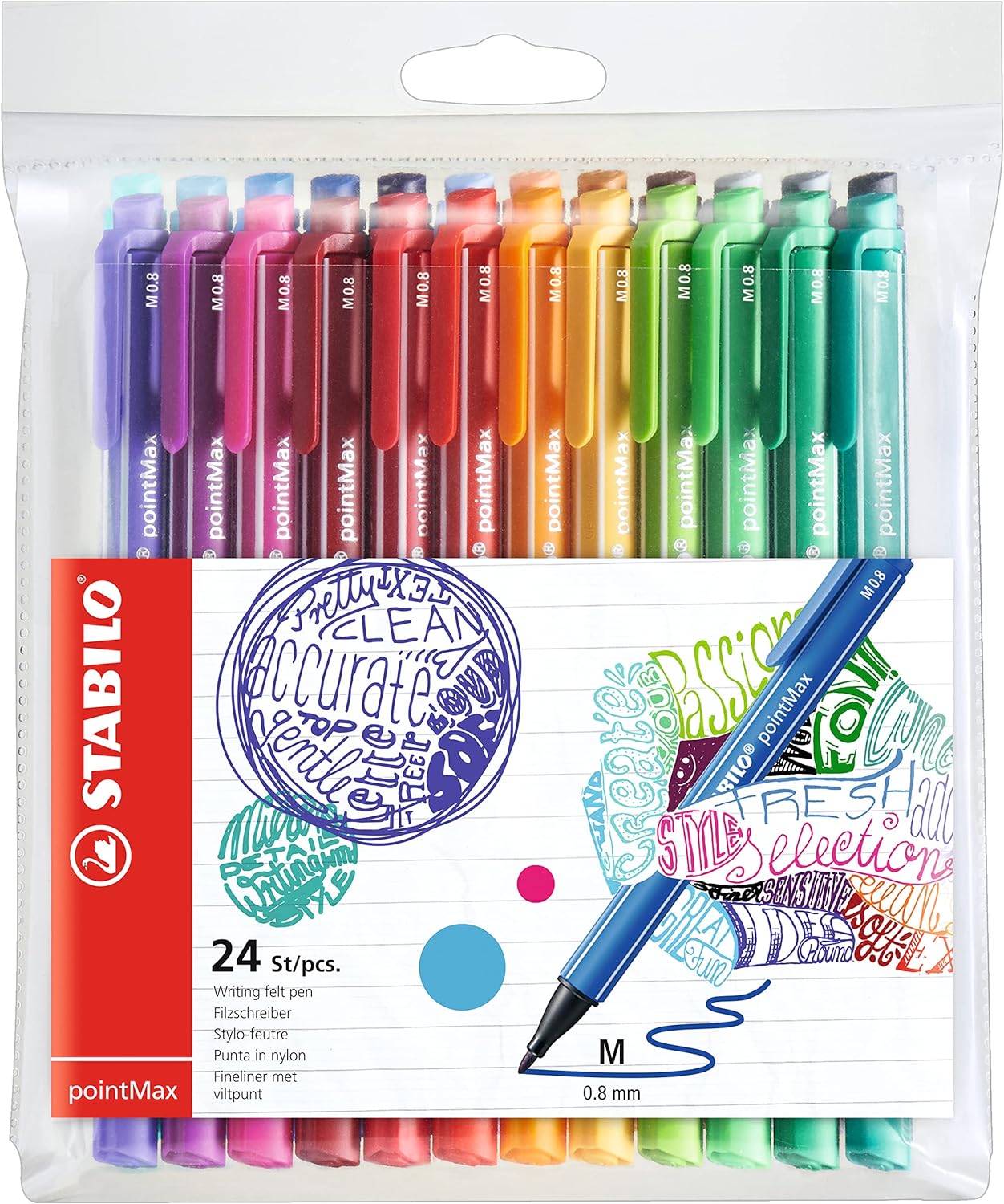 Nylon Tip Writing Pen - STABILO pointMax - Wallet of 24