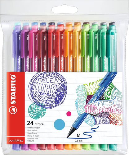 Nylon Tip Writing Pen - STABILO pointMax - Wallet of 24