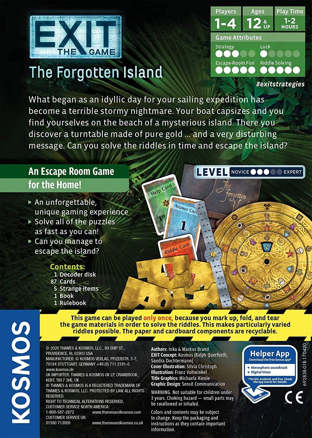 Thames & Kosmos - Exit: The Forgotten Island - Level: 3/5 - Unique Escape Room Game - 1-4 Players - Puzzle Solving Strategy Board Games for Adults & Kids, Ages 12+ - 692858