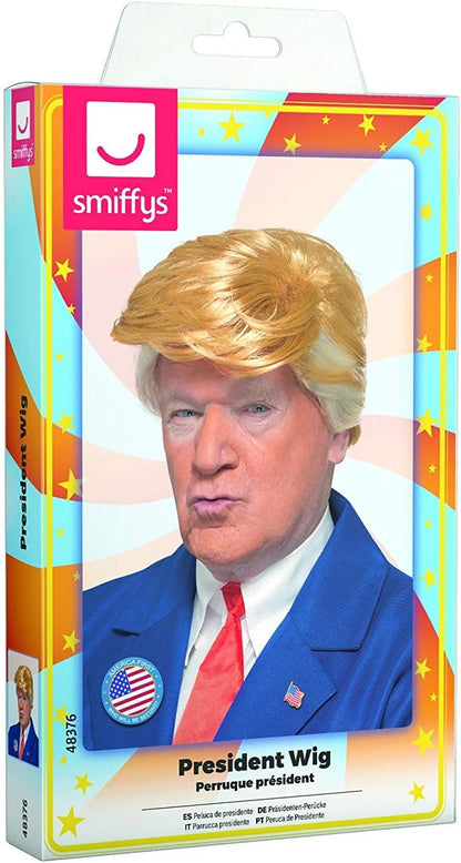 Smiffys President Wig, Blonde , Icons & Idols Fancy Dress, Adult Dress Up Wigs