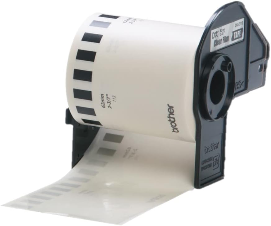 Brother DK22113 Etichette a Lunghezza Continua, Pellicola, 62 mm x 15.24 m, Trasparente
