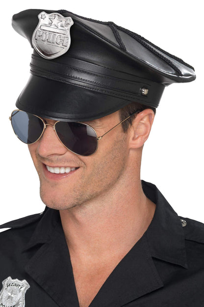 Smiffys Deluxe Police Hat, Black
