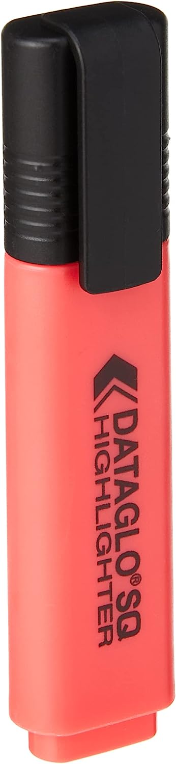Hainenko 791002 Chisel Tip Dataglo Square Highlighter - Red (Pack of 10