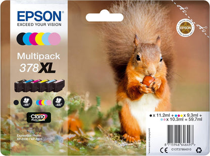 Epson 378XL High Yield Genuine Multipack, 6-colours Ink Cartridges, Claria Photo HD Ink