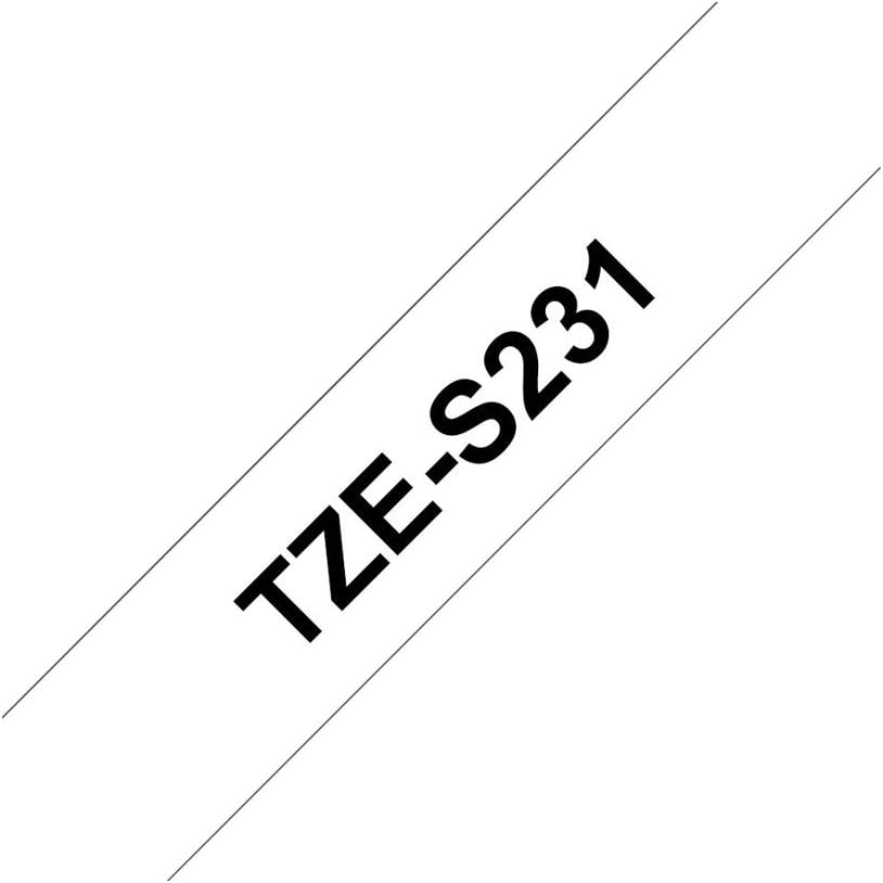 Brother TZe-S231 - Extra strength adhesive - black on white - Roll (1.2 cm x 8 m) 1 cassette(s) laminated tape - for Brother PT-D210, D600, H110, P-Touch PT-1005, 1880, E800, H110, P-Touch Cube Plus PT-P710