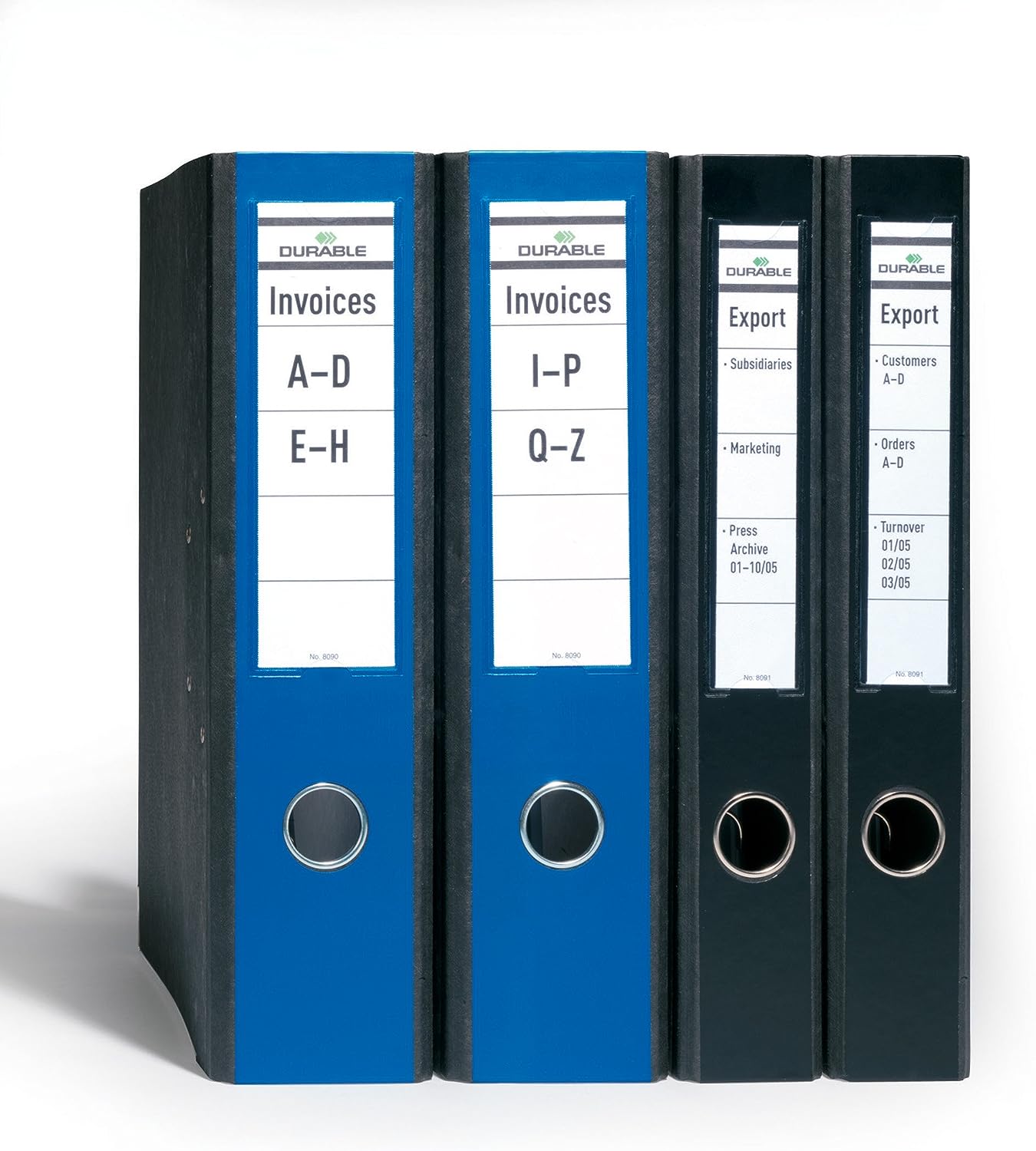 Durable Ordofix Self-Adhesive Spine Labels | Ideal for Lever Arch Files and Folders | Blue | Pack of 10 | 60 mm Width